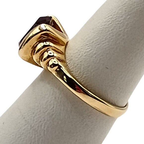 Women's Gold Plated Rubellite Toumaline Ring Size 10 Cocktail Statement Oval Cut - Picture 3 of 7